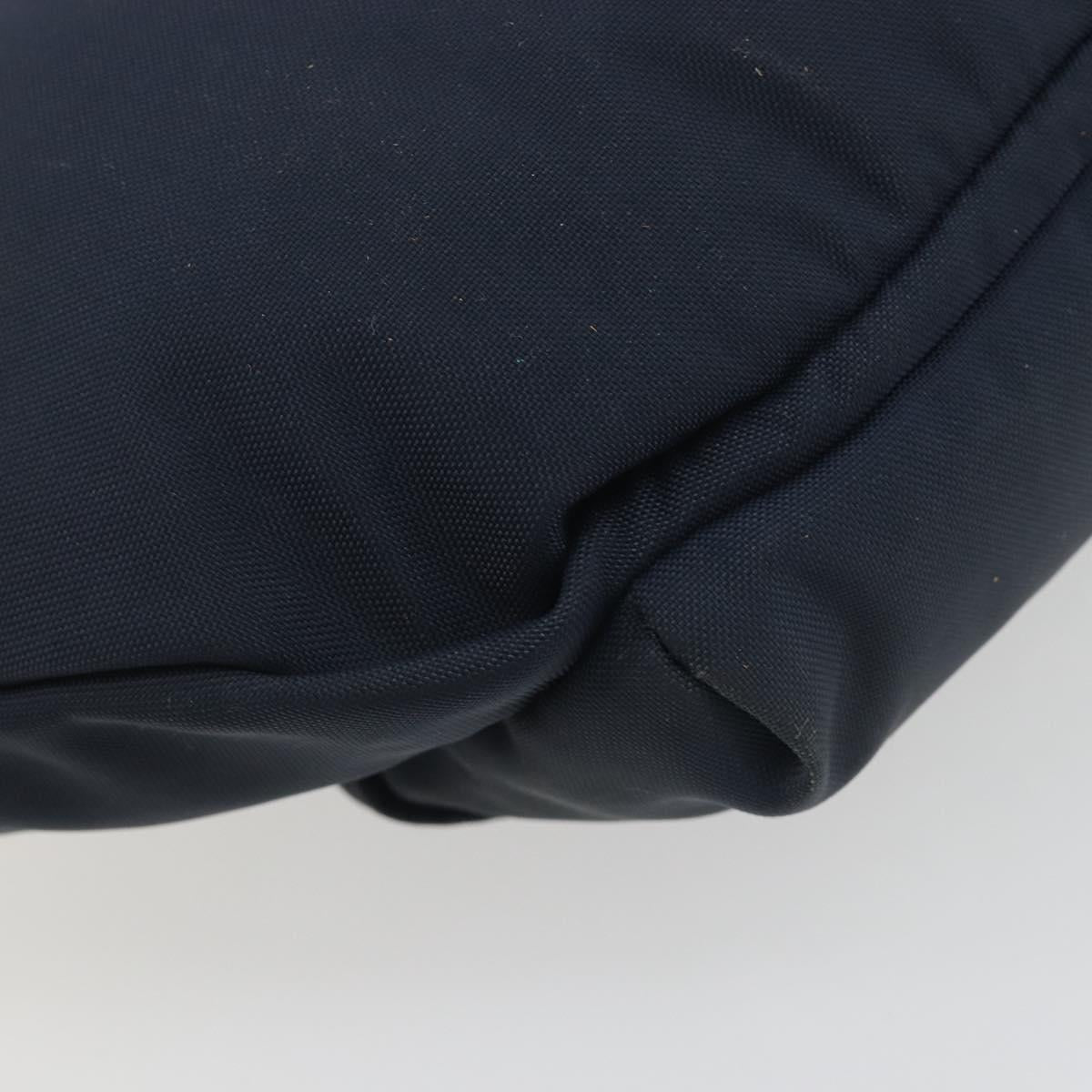 BALENCIAGA Body Bag Canvas Navy Silver Auth 194239