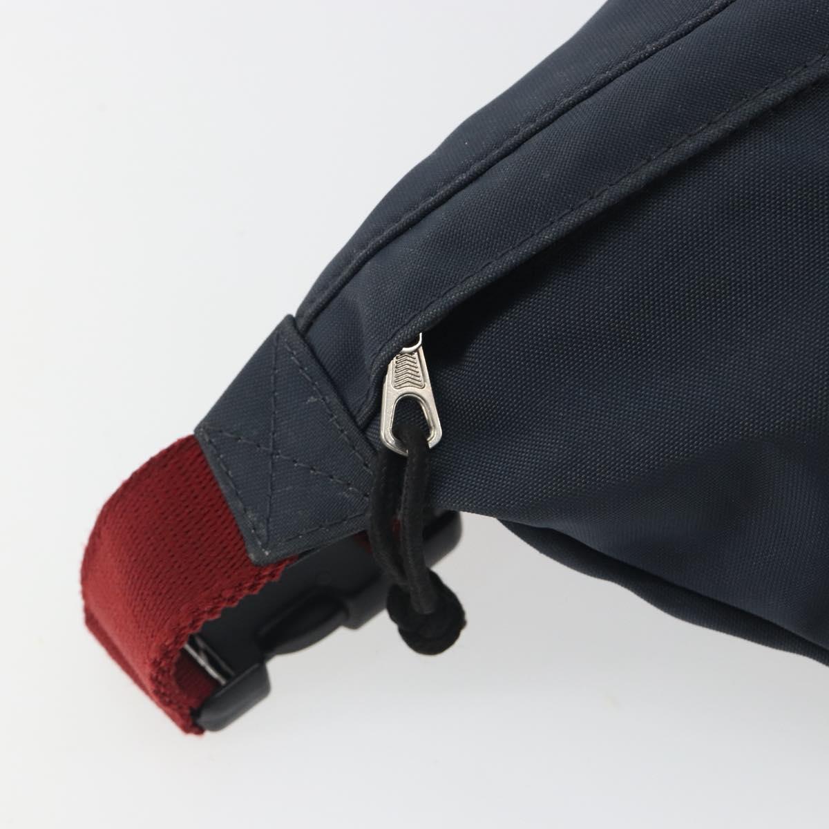 BALENCIAGA Body Bag Canvas Navy Silver Auth 194239