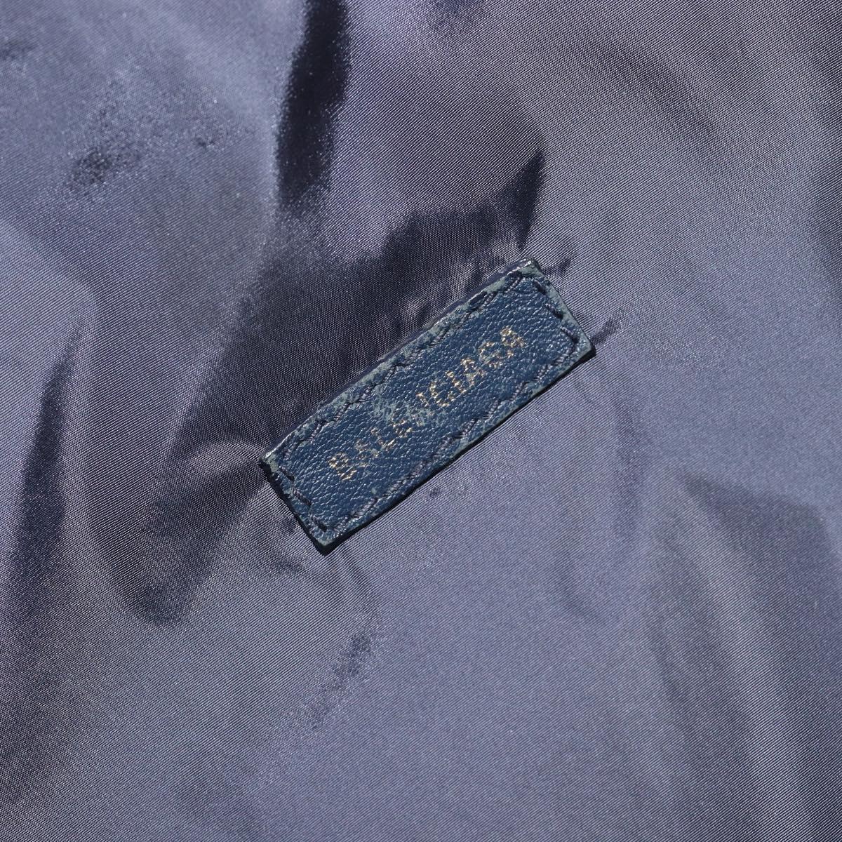 BALENCIAGA Body Bag Canvas Navy Silver Auth 194239