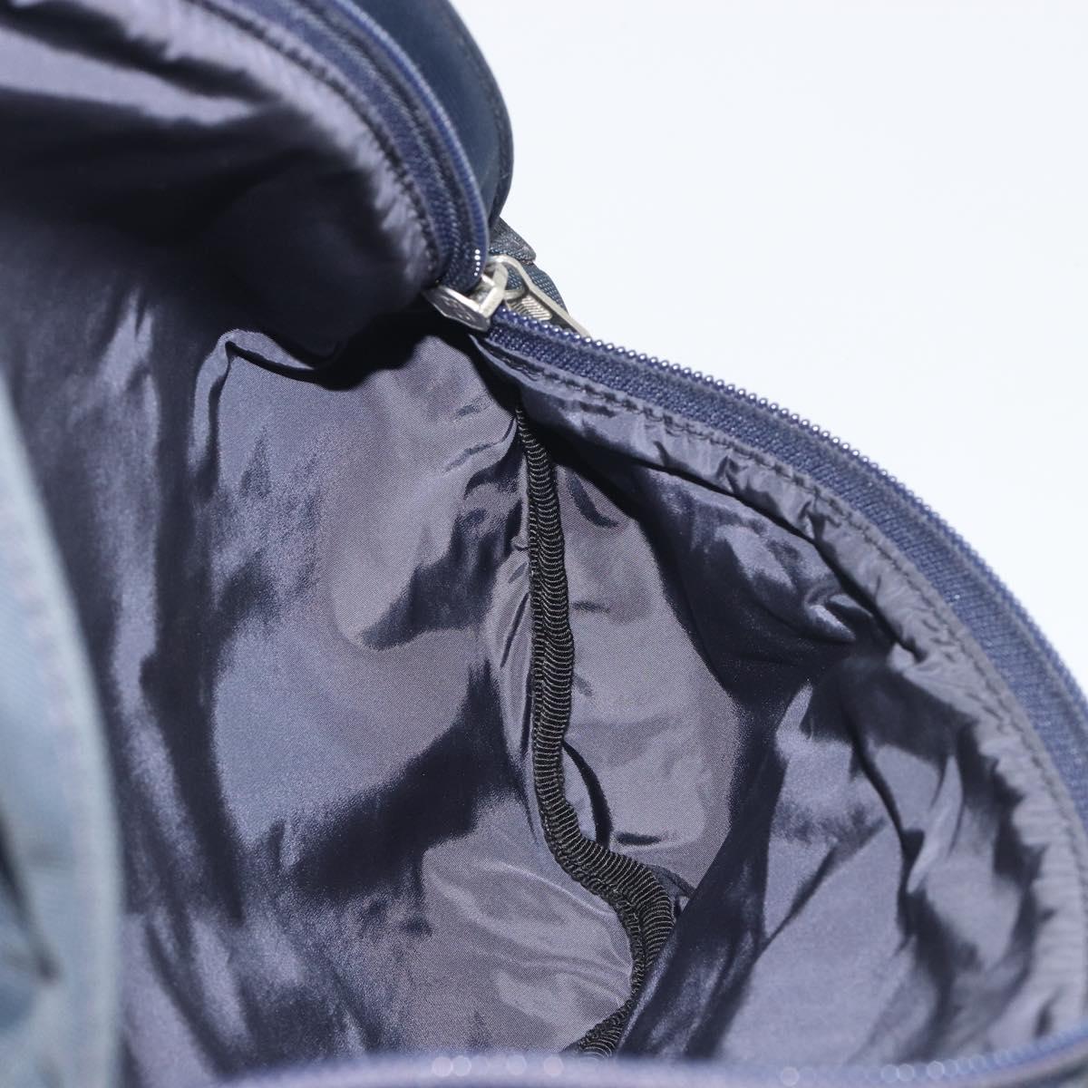 BALENCIAGA Body Bag Canvas Navy Silver Auth 194239