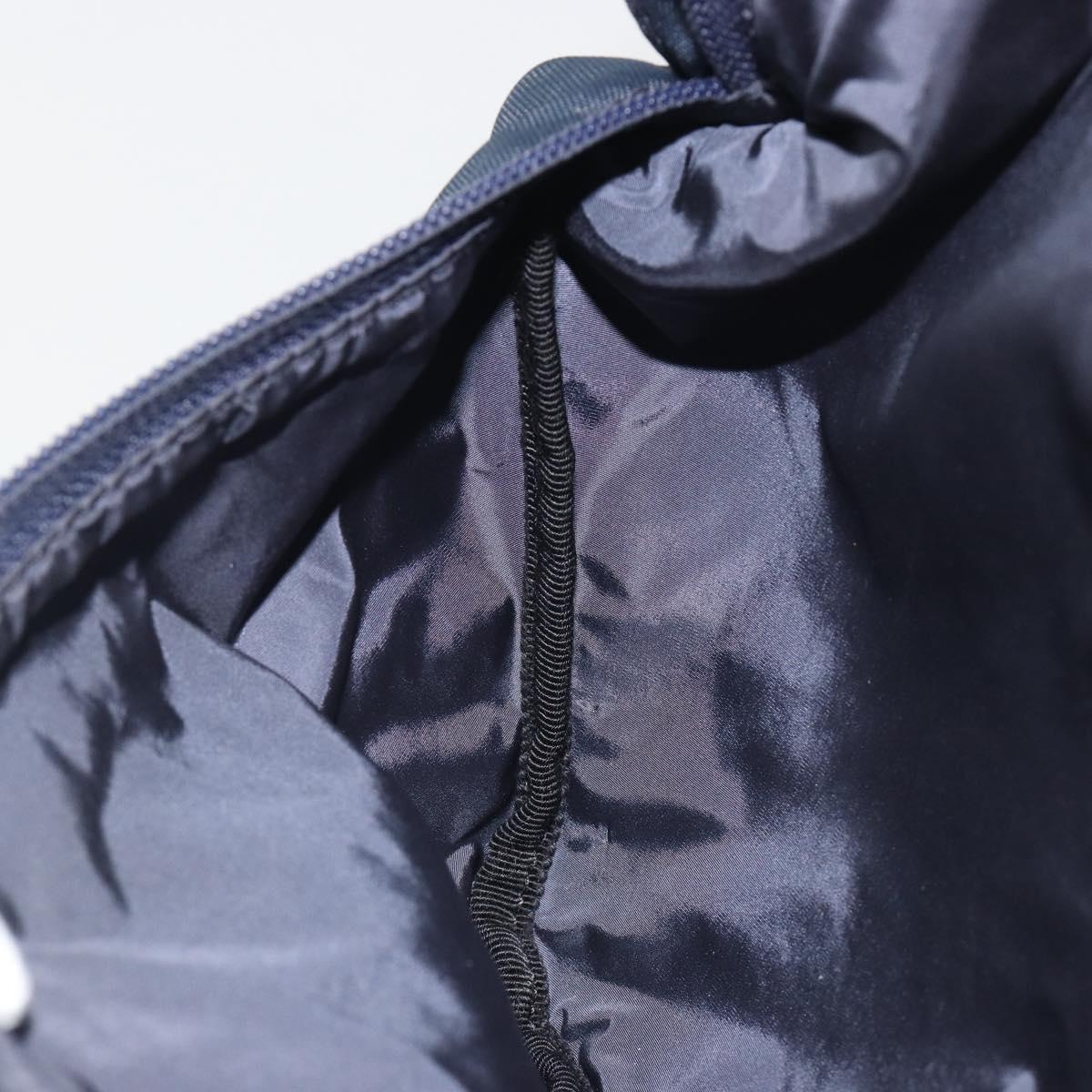 BALENCIAGA Body Bag Canvas Navy Silver Auth 194239