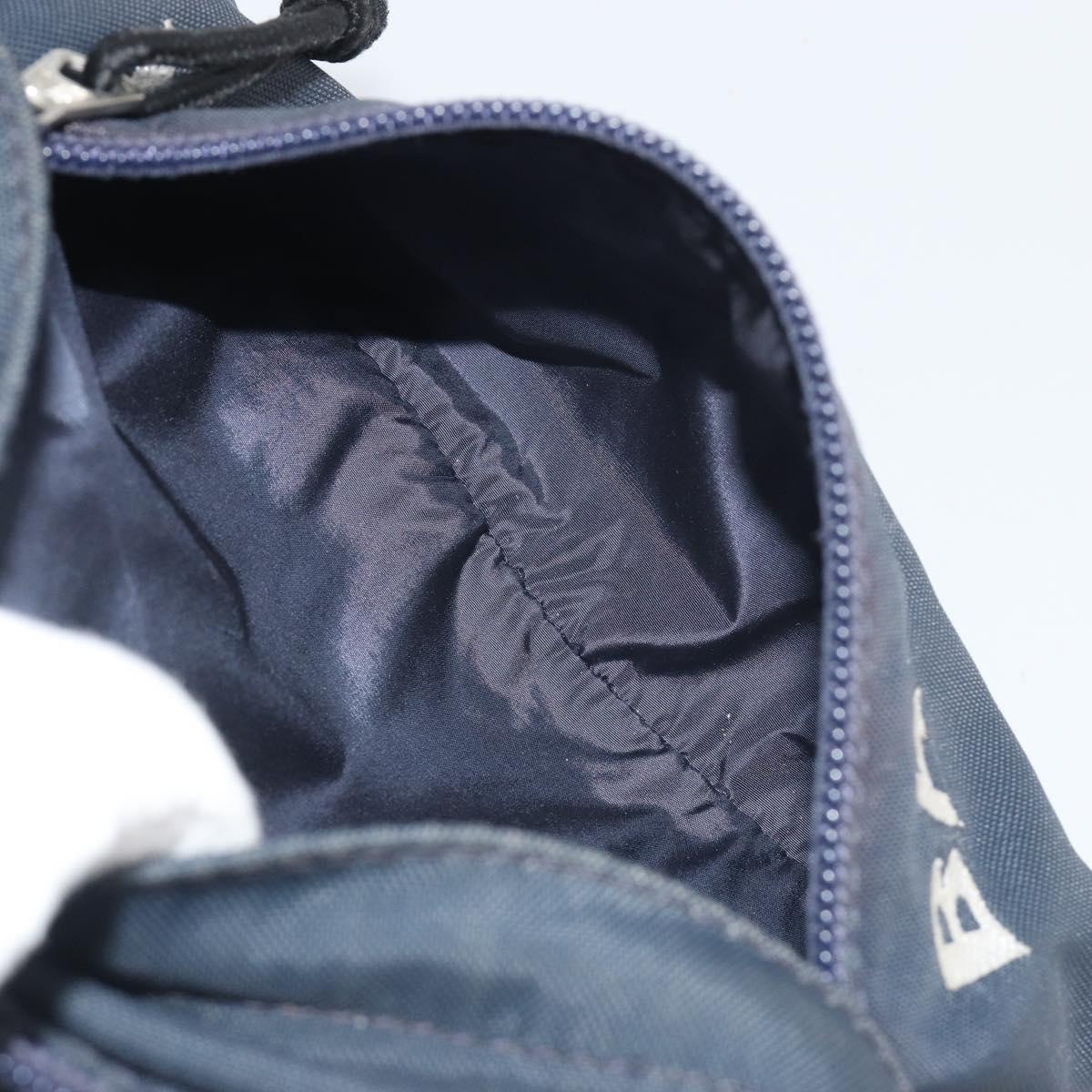 BALENCIAGA Body Bag Canvas Navy Silver Auth 194239