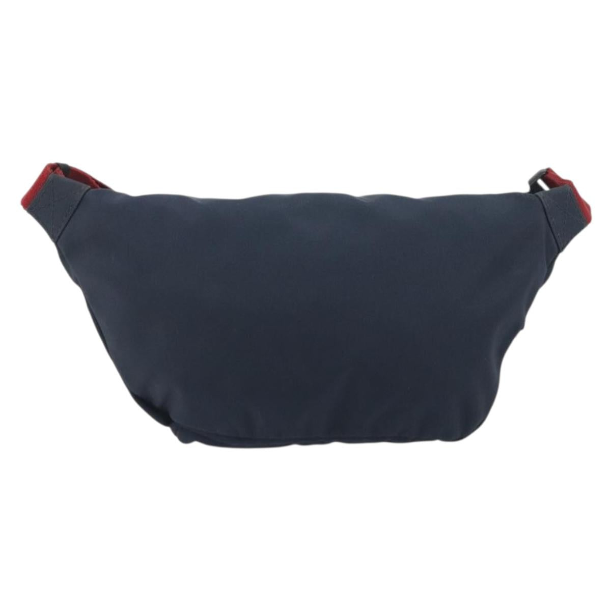 BALENCIAGA Body Bag Canvas Navy Silver Auth 194239