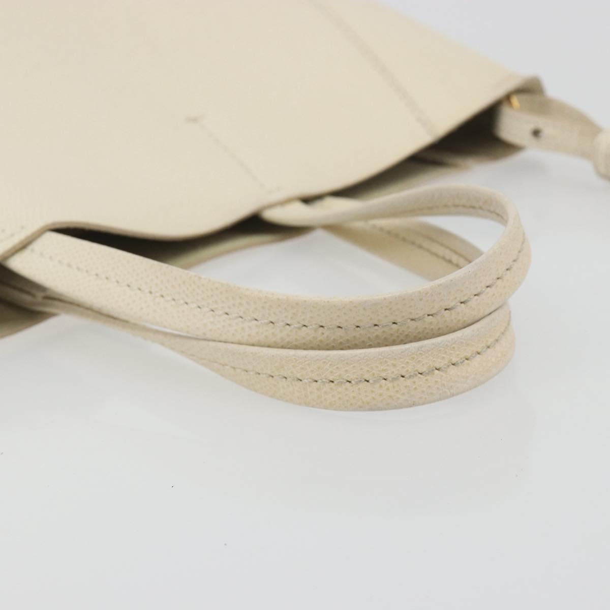 CELINE Vertical Cabas Small Hand Bag Calf Skin 2way White Gray gold Auth 194240