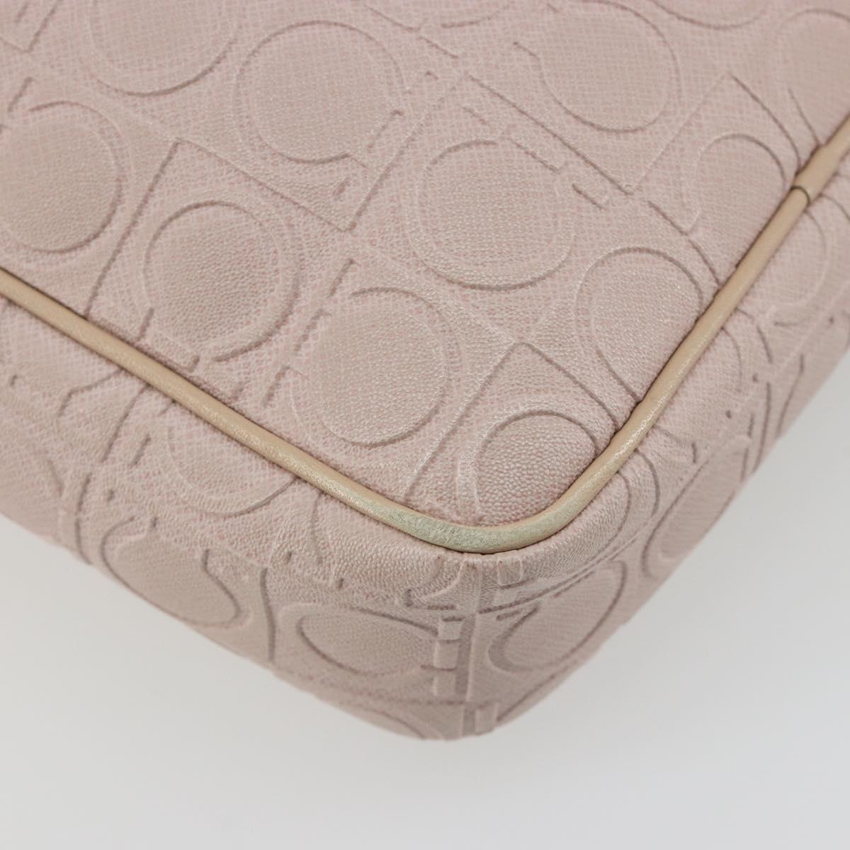 Salvatore Ferragamo Gancini Shoulder Bag Leather Pink Gold Auth 194244A