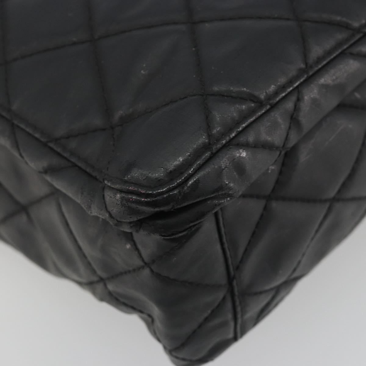 CHANEL Matelasse Tote Bag Patent Leather Black Gold CC Auth 194245