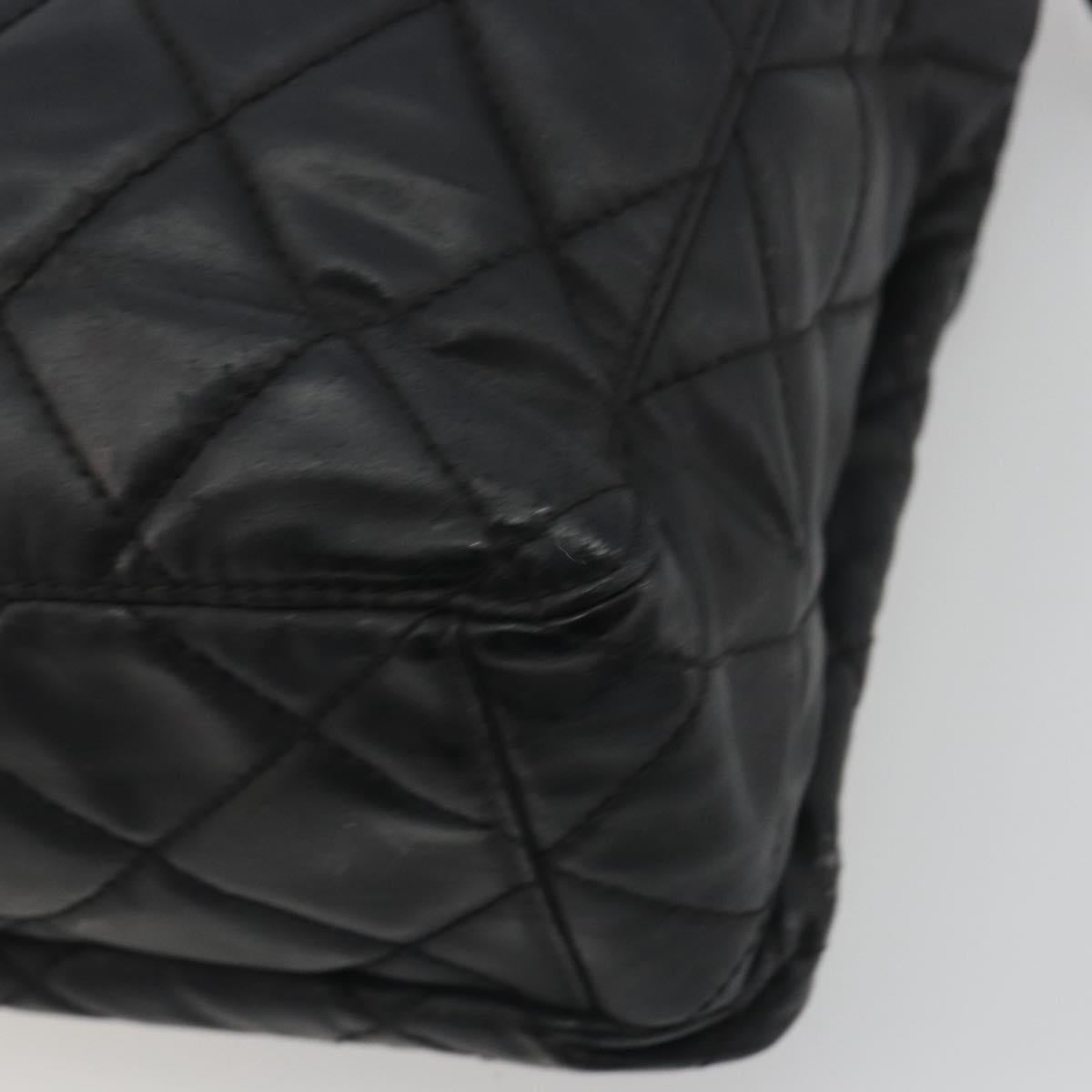 CHANEL Matelasse Tote Bag Patent Leather Black Gold CC Auth 194245