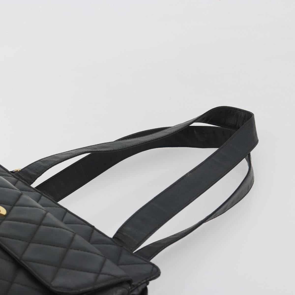 CHANEL Matelasse Tote Bag Patent Leather Black Gold CC Auth 194245
