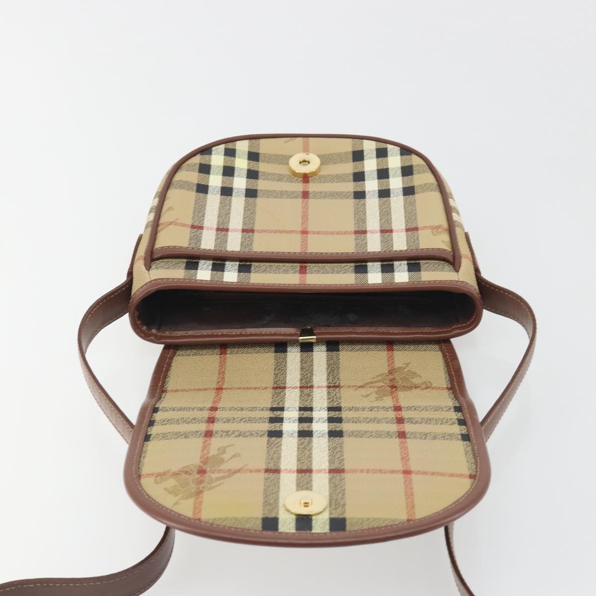 Burberrys Nova Check Shoulder Bag PVC Beige Gold Auth 194246