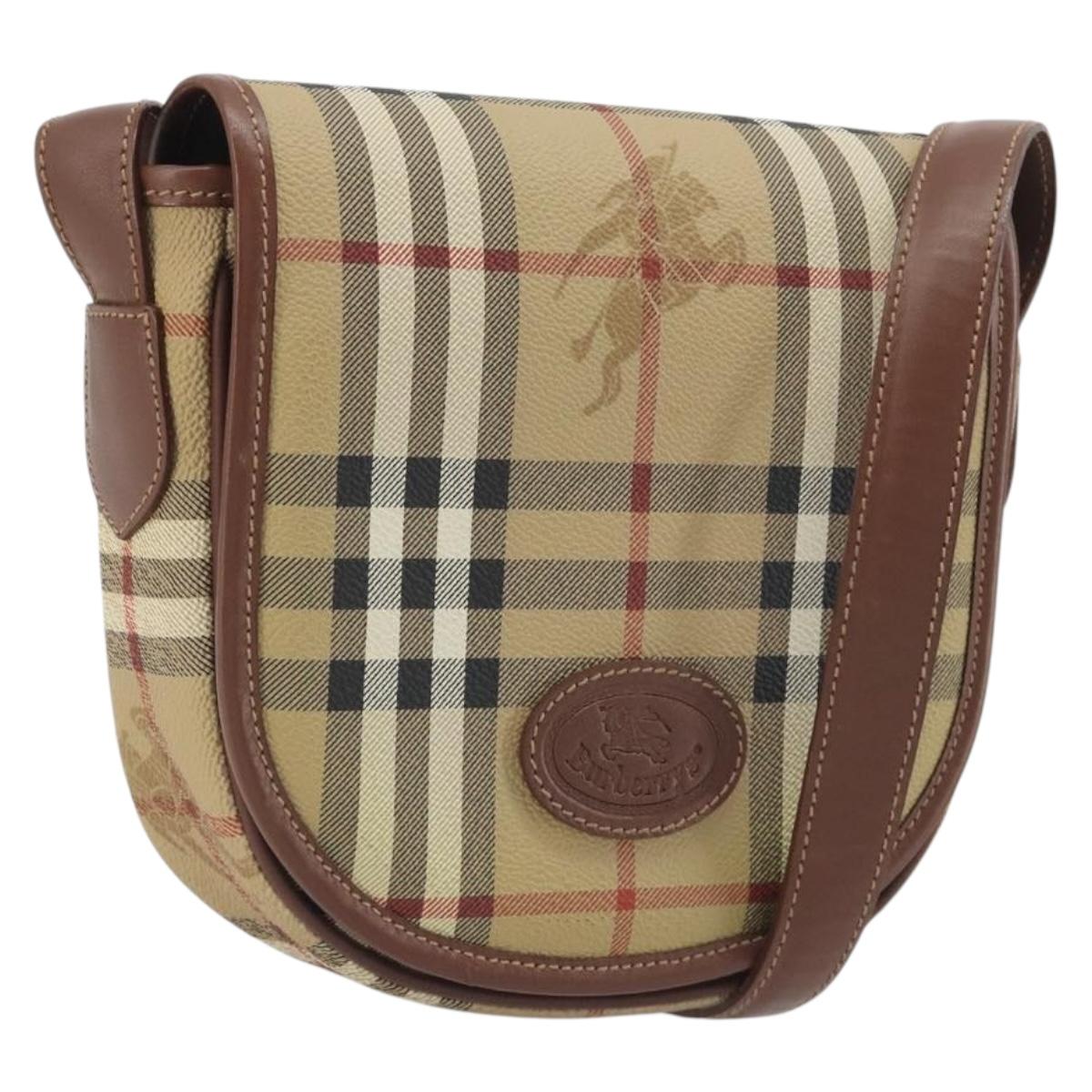 Burberrys Nova Check Shoulder Bag PVC Beige Gold Auth 194246