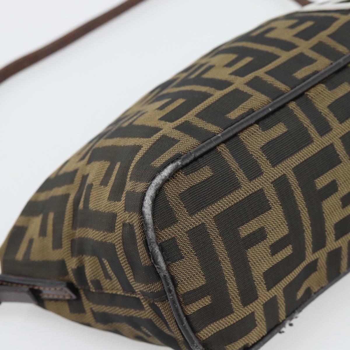 FENDI Zucca Canvas Hand Bag Brown Black Auth 194247