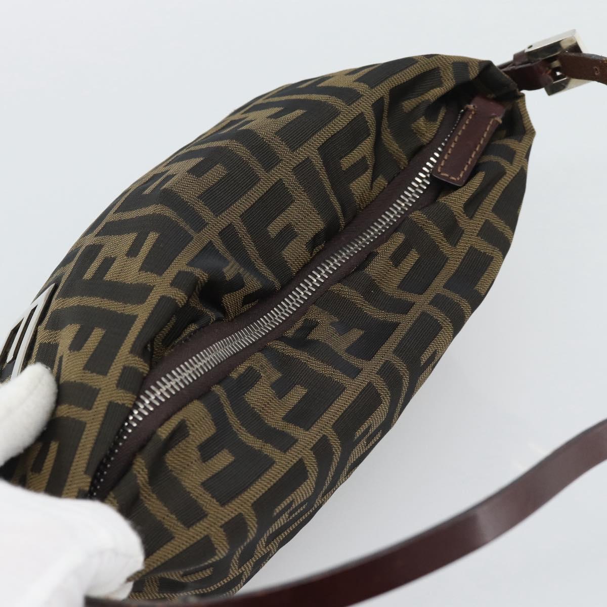 FENDI Zucca Canvas Hand Bag Brown Black Auth 194247