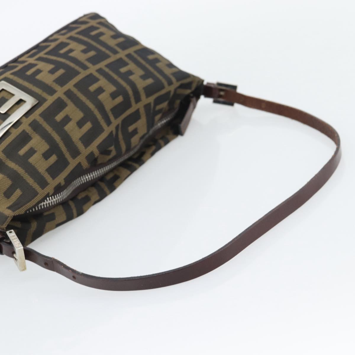 FENDI Zucca Canvas Hand Bag Brown Black Auth 194247