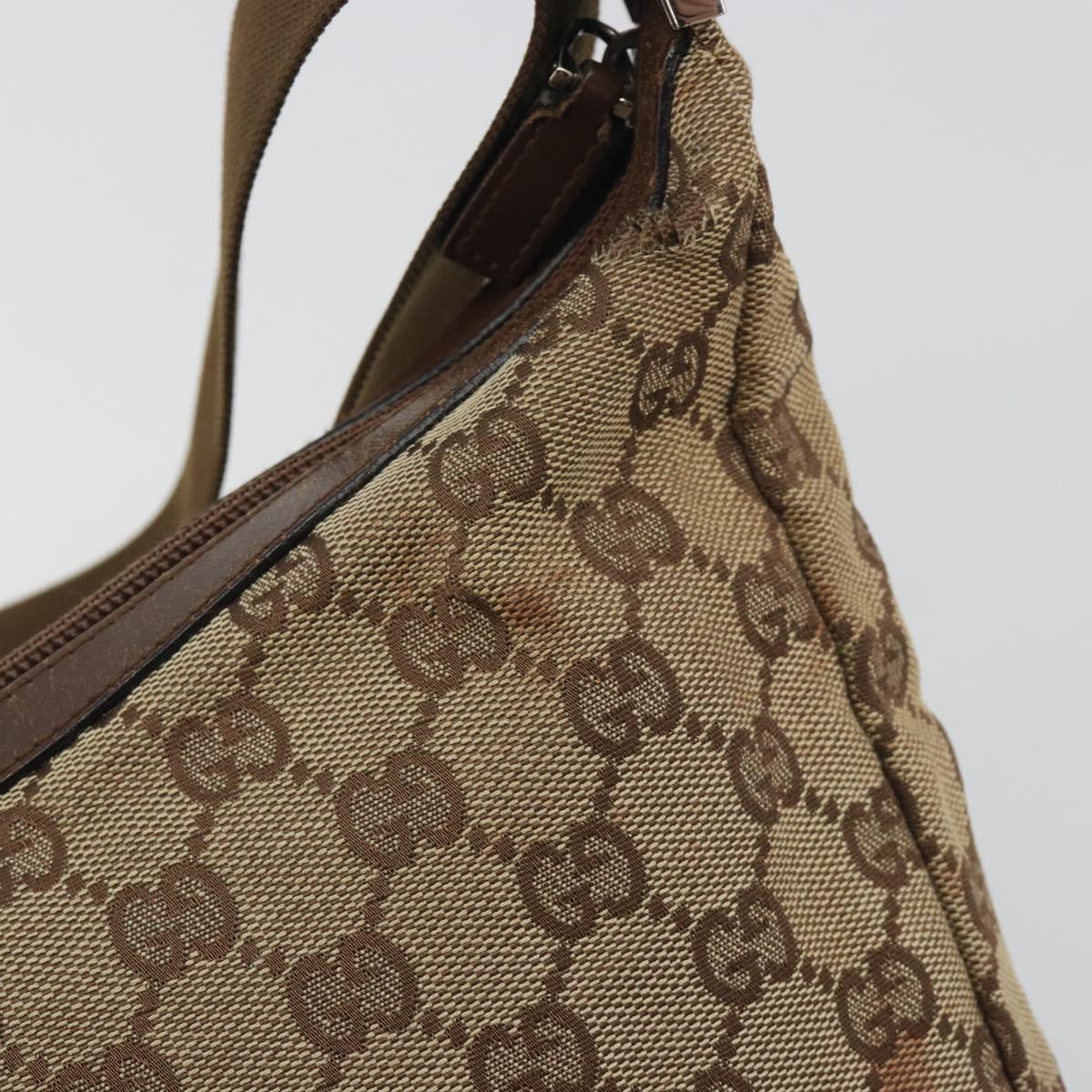 GUCCI GG Canvas Shoulder Bag Beige Silver 35098 Auth 194248