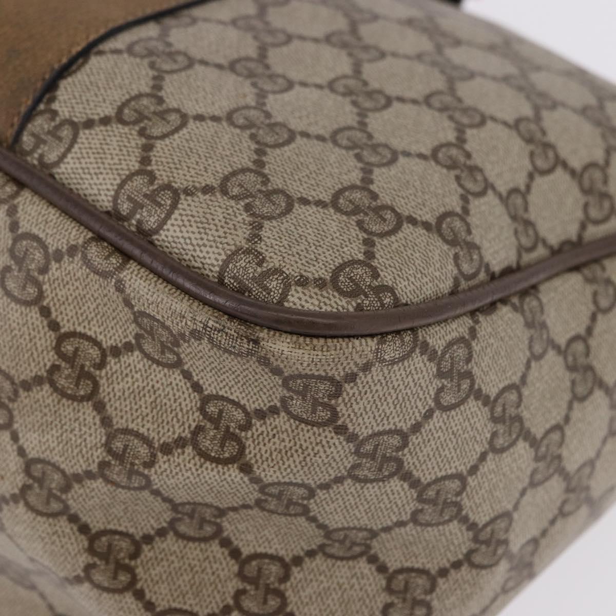GUCCI GG Supreme Web Sherry Line Hand Bag PVC Beige Gold 39 02 041 Auth 194253