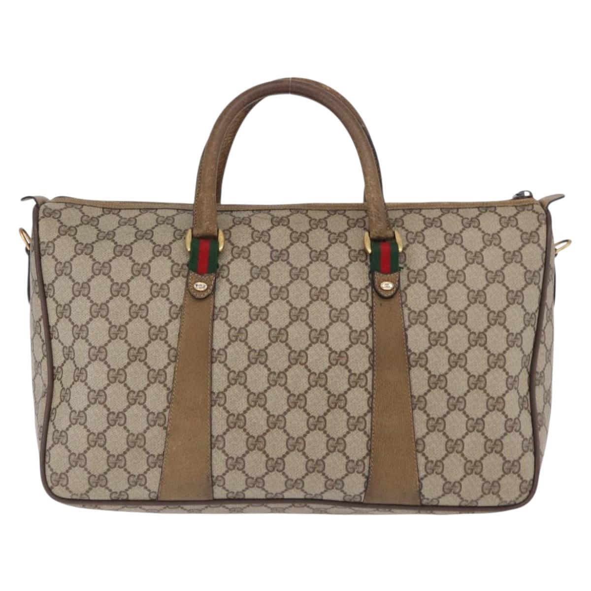 GUCCI GG Supreme Web Sherry Line Hand Bag PVC Beige Gold 39 02 041 Auth 194253