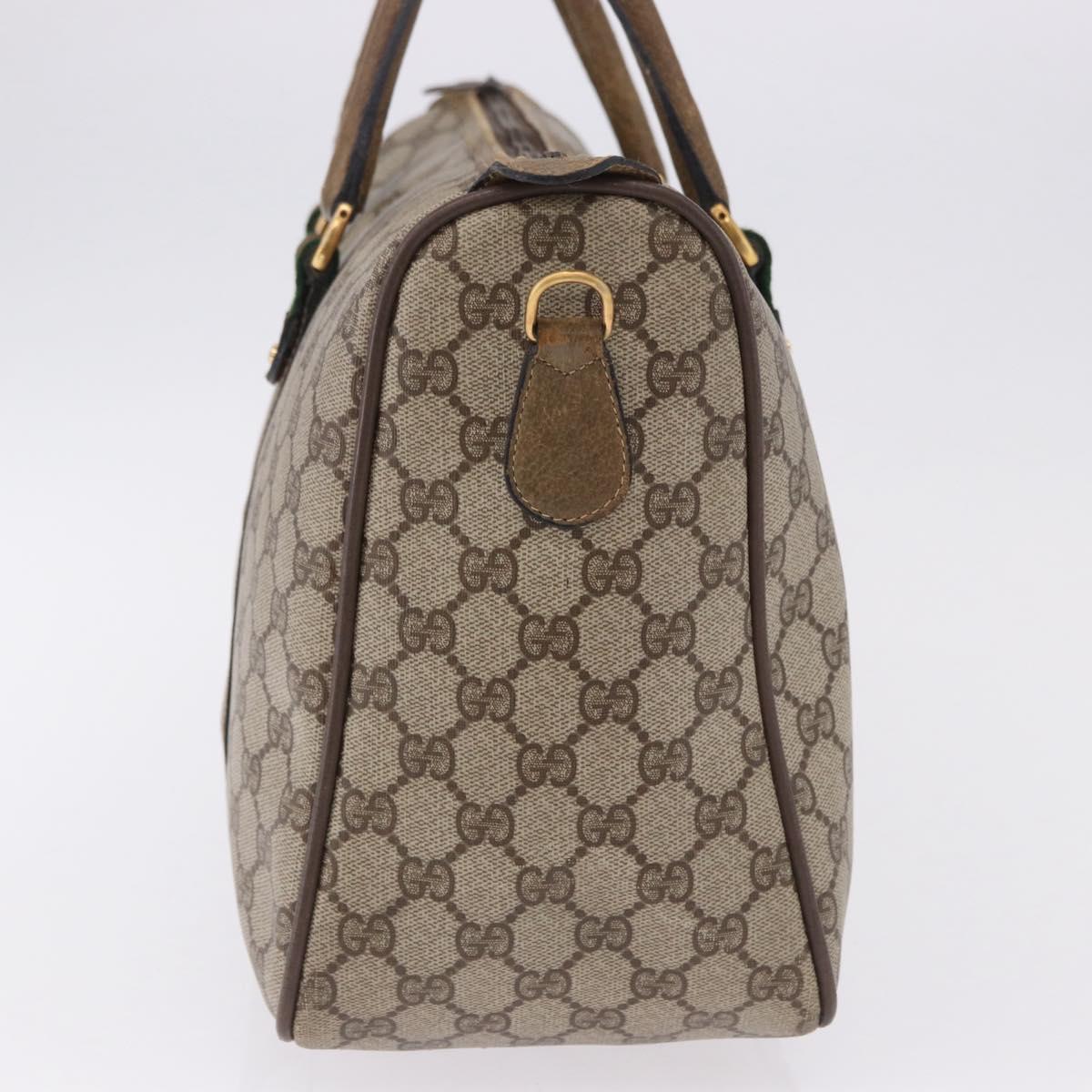 GUCCI GG Supreme Web Sherry Line Hand Bag PVC Beige Gold 39 02 041 Auth 194253