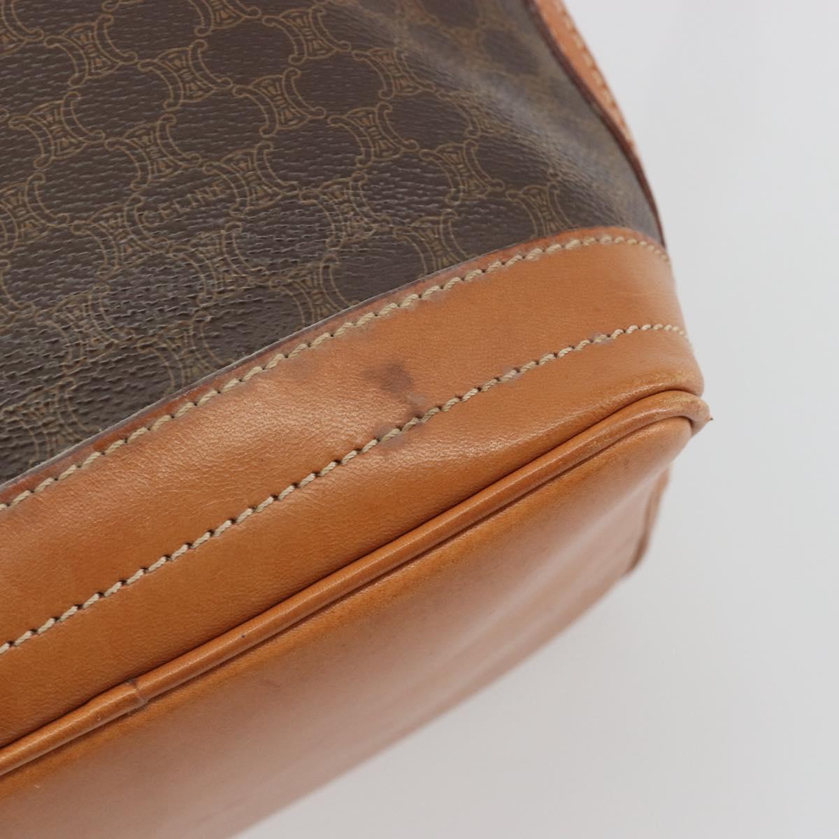 CELINE Macadam Canvas Shoulder Bag PVC Leather Brown Gold Auth 194254A