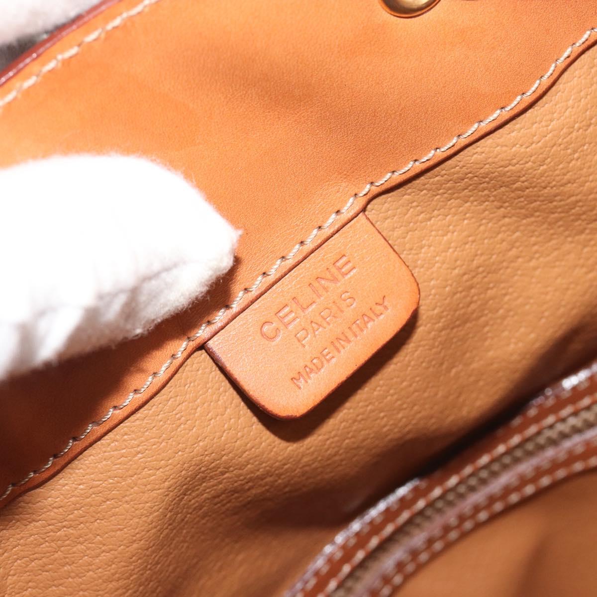 CELINE Macadam Canvas Shoulder Bag PVC Leather Brown Gold Auth 194254A