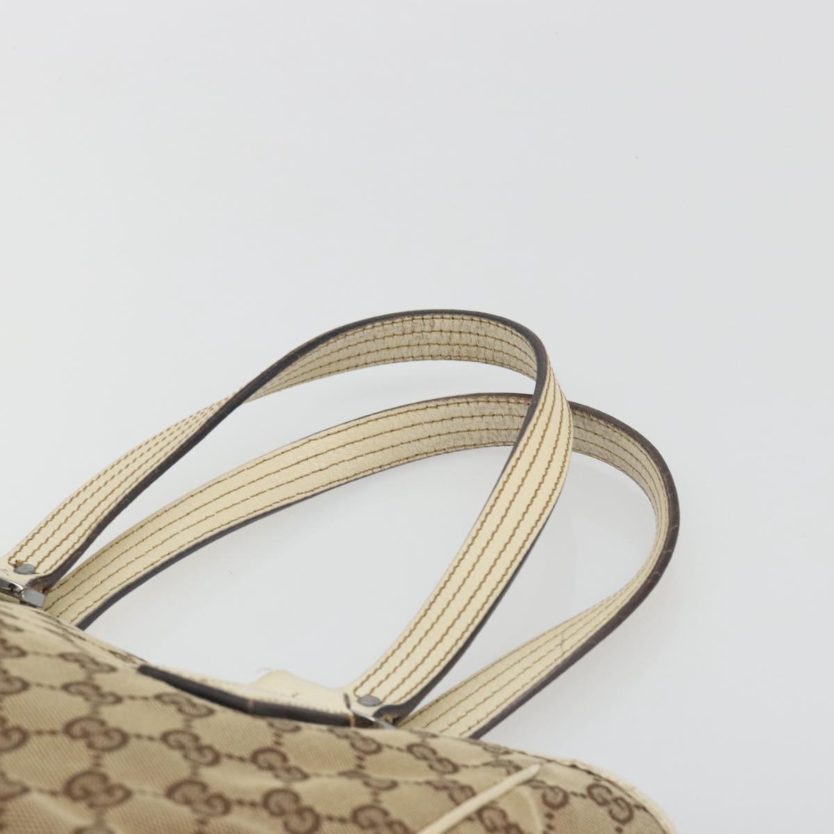 GUCCI GG Canvas Hand Bag Beige Silver 113019 Auth 194256