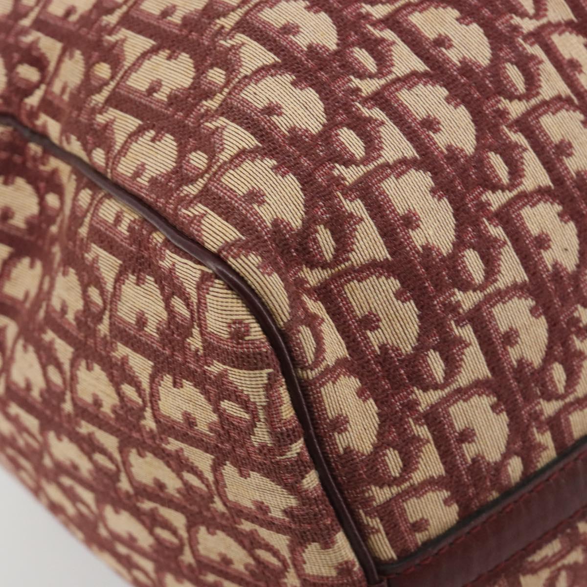 Christian Dior Trotter Canvas Boston Bag Red Gold Auth 194262