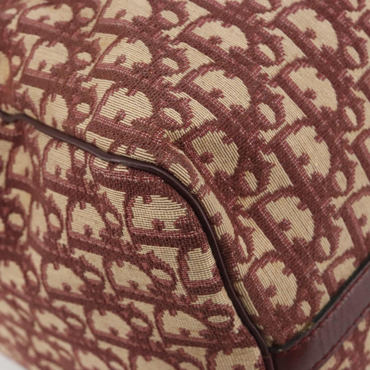Christian Dior Trotter Canvas Boston Bag Red Gold Auth 194262