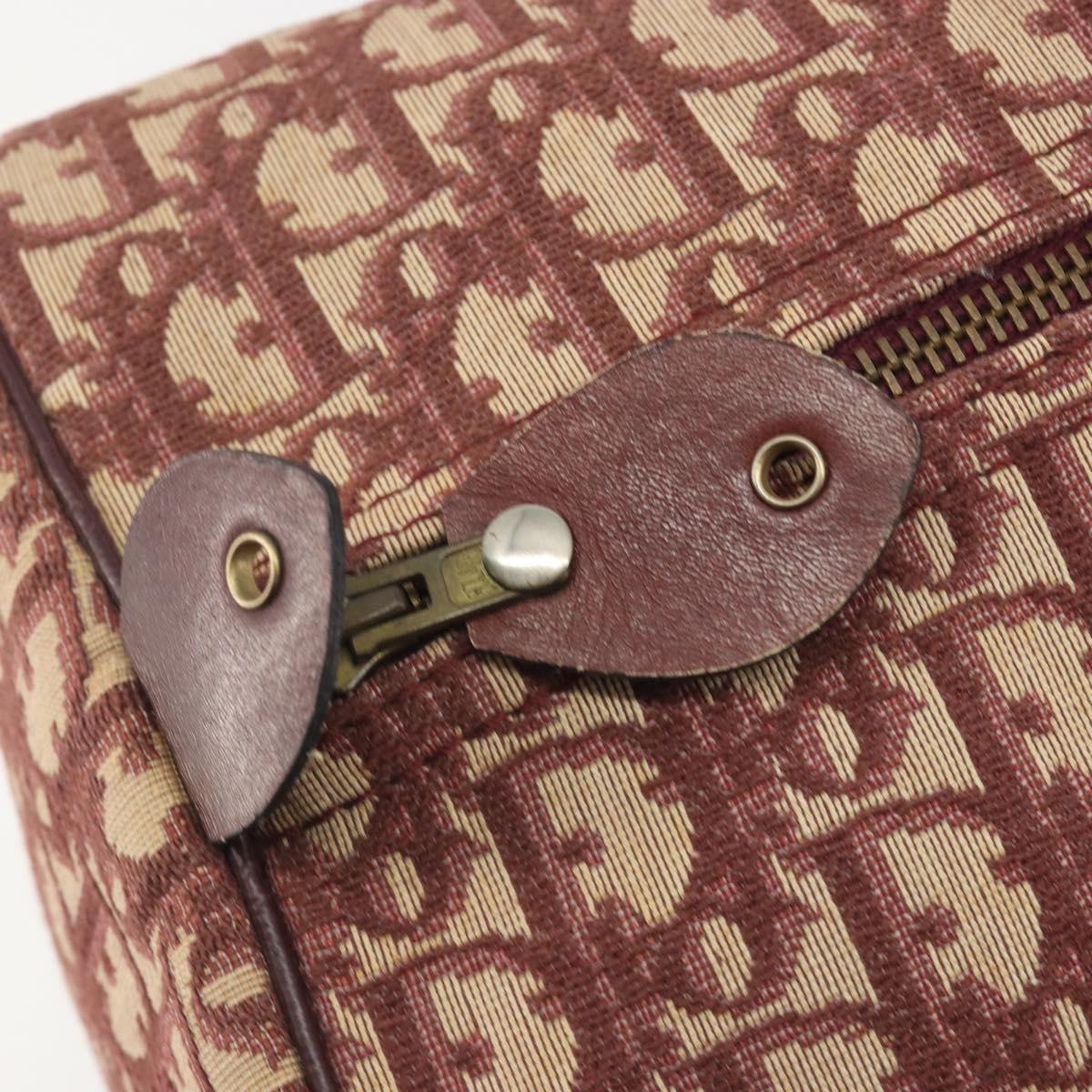Christian Dior Trotter Canvas Boston Bag Red Gold Auth 194262