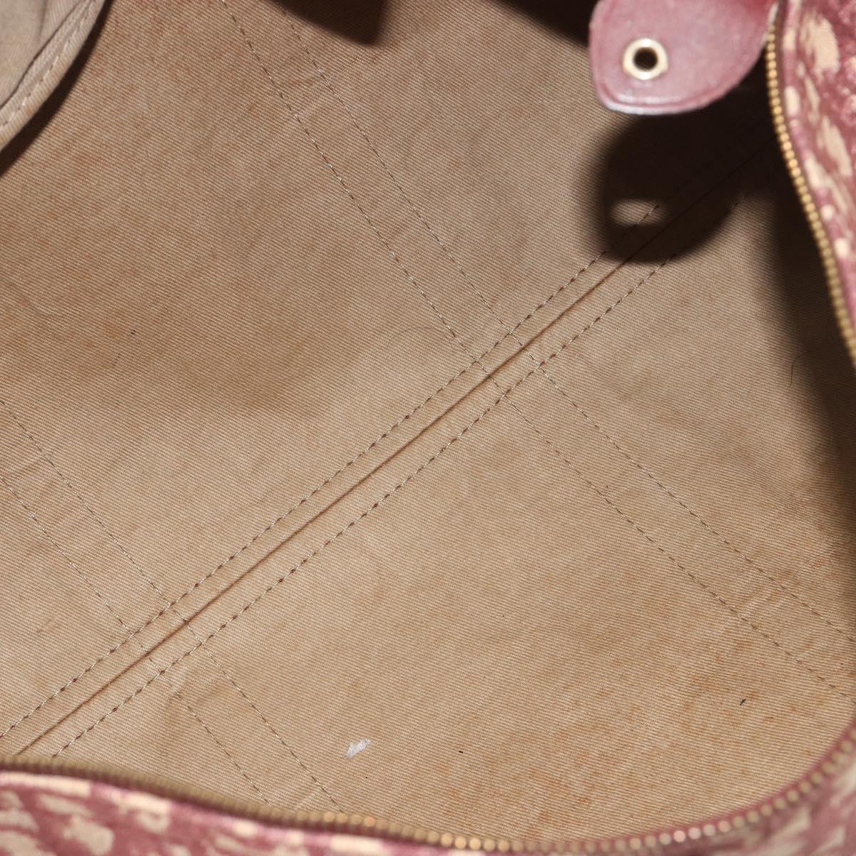 Christian Dior Trotter Canvas Boston Bag Red Gold Auth 194262
