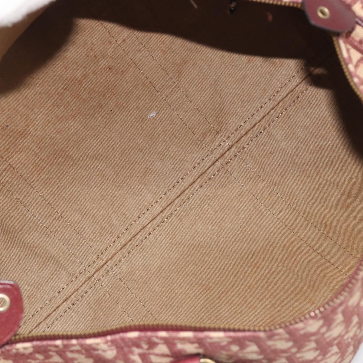 Christian Dior Trotter Canvas Boston Bag Red Gold Auth 194262