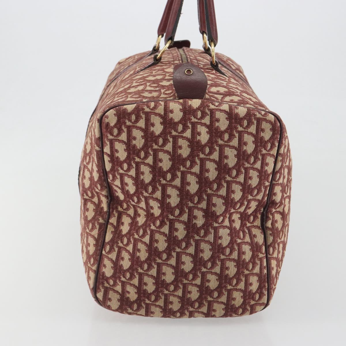 Christian Dior Trotter Canvas Boston Bag Red Gold Auth 194262