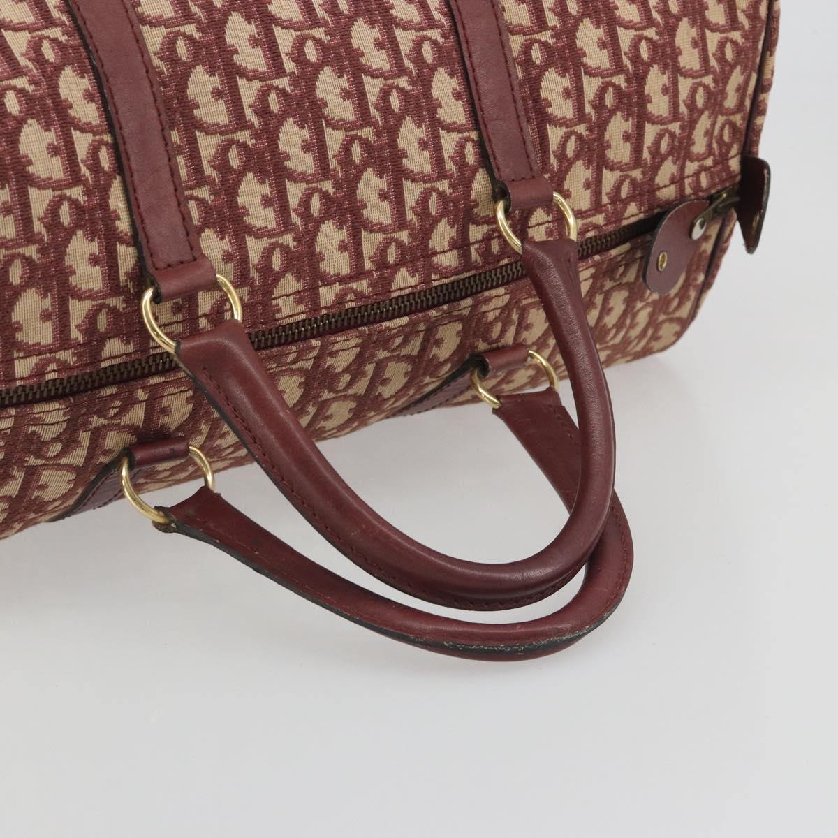 Christian Dior Trotter Canvas Boston Bag Red Gold Auth 194262