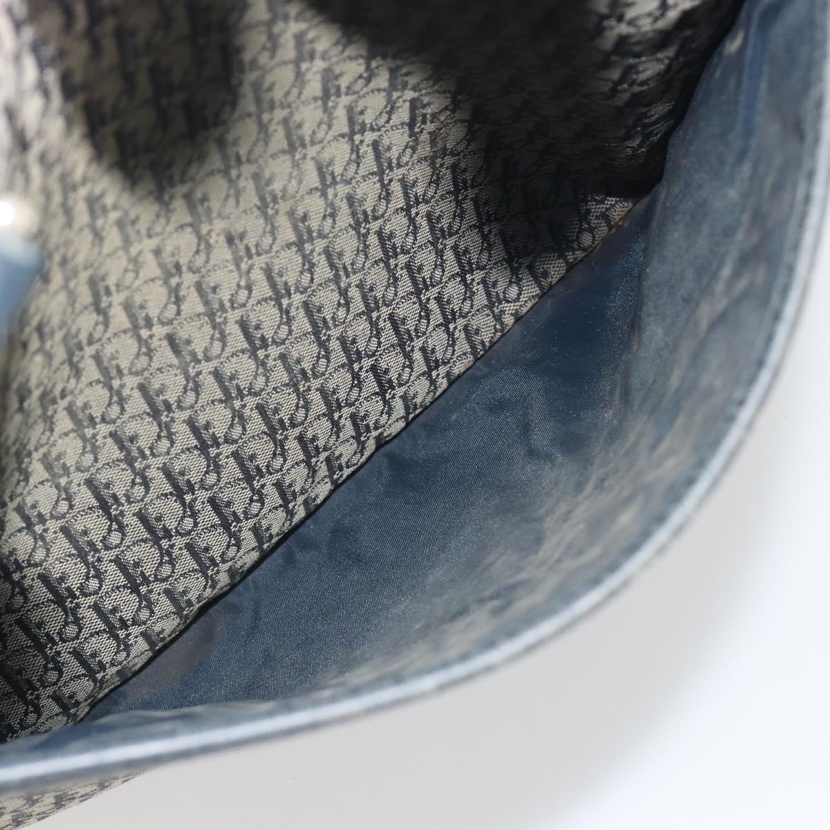 Christian Dior Trotter Canvas Tote Bag Navy Silver Auth 194263