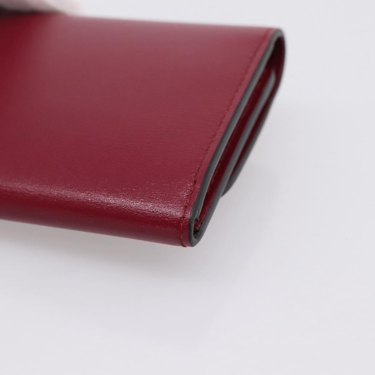 CARTIER PANTHERE Coin Purse Leather Bordeaux Gold Tone Auth 194267M