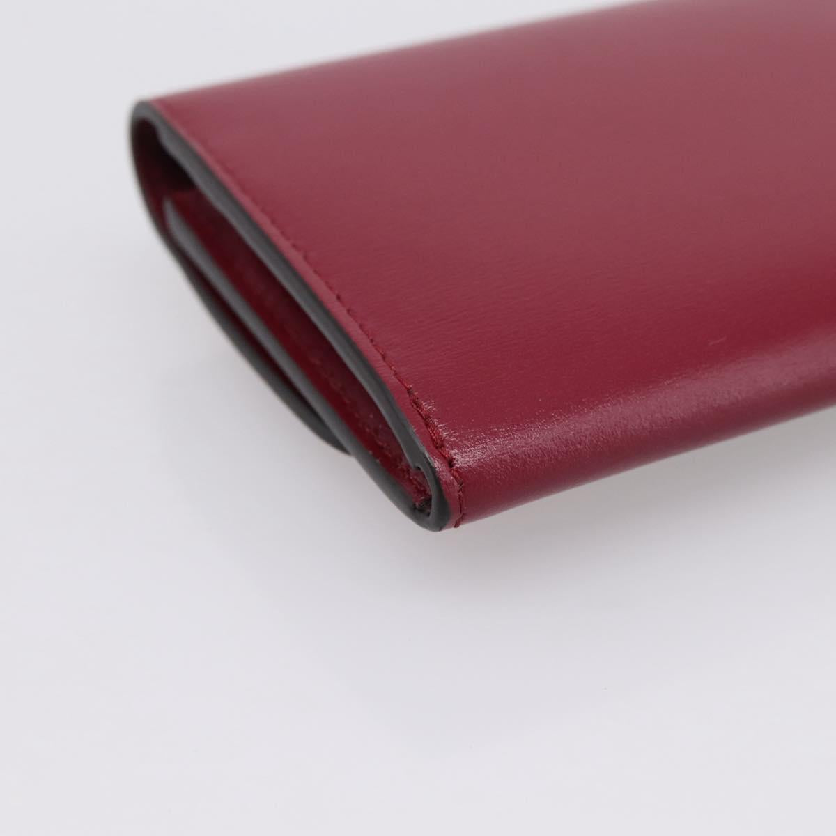 CARTIER PANTHERE Coin Purse Leather Bordeaux Gold Tone Auth 194267M