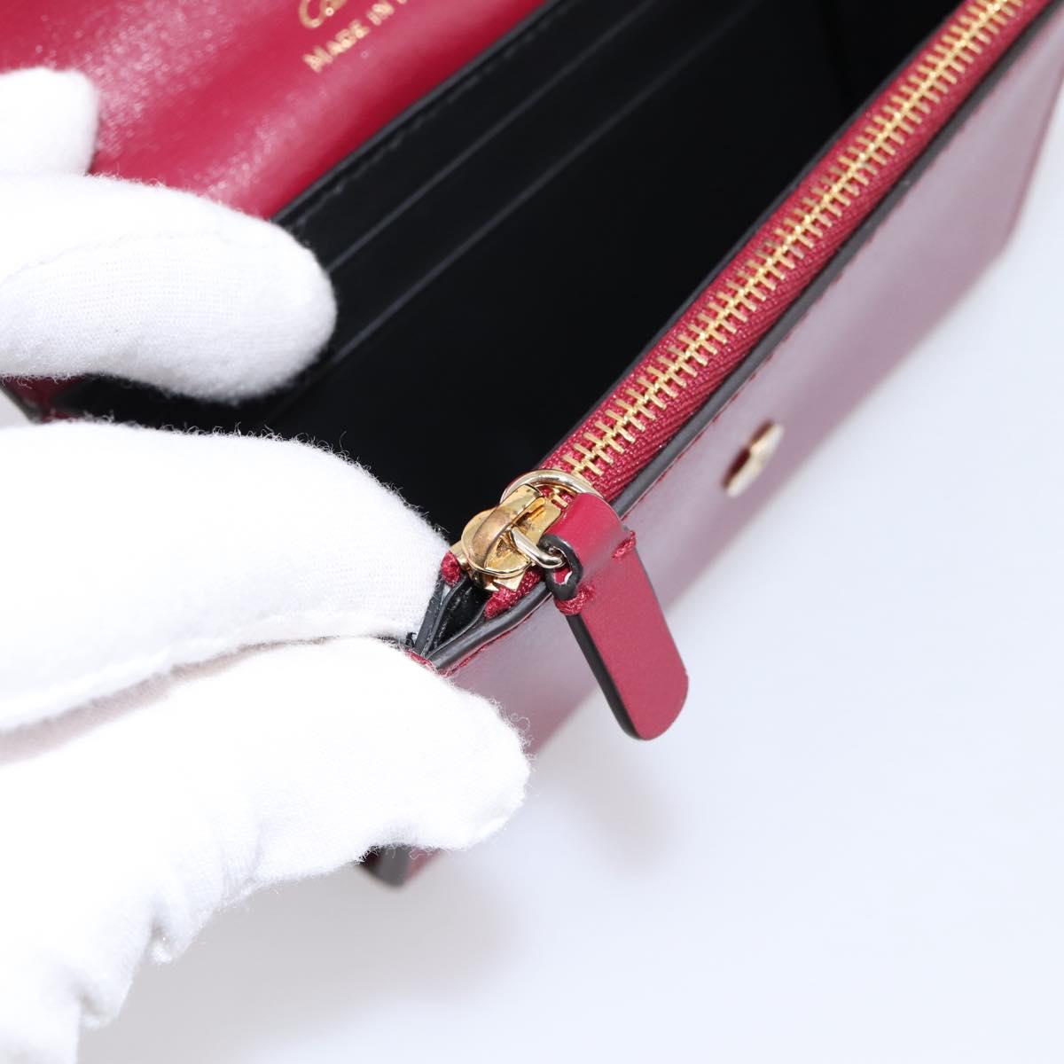 CARTIER PANTHERE Coin Purse Leather Bordeaux Gold Tone Auth 194267M