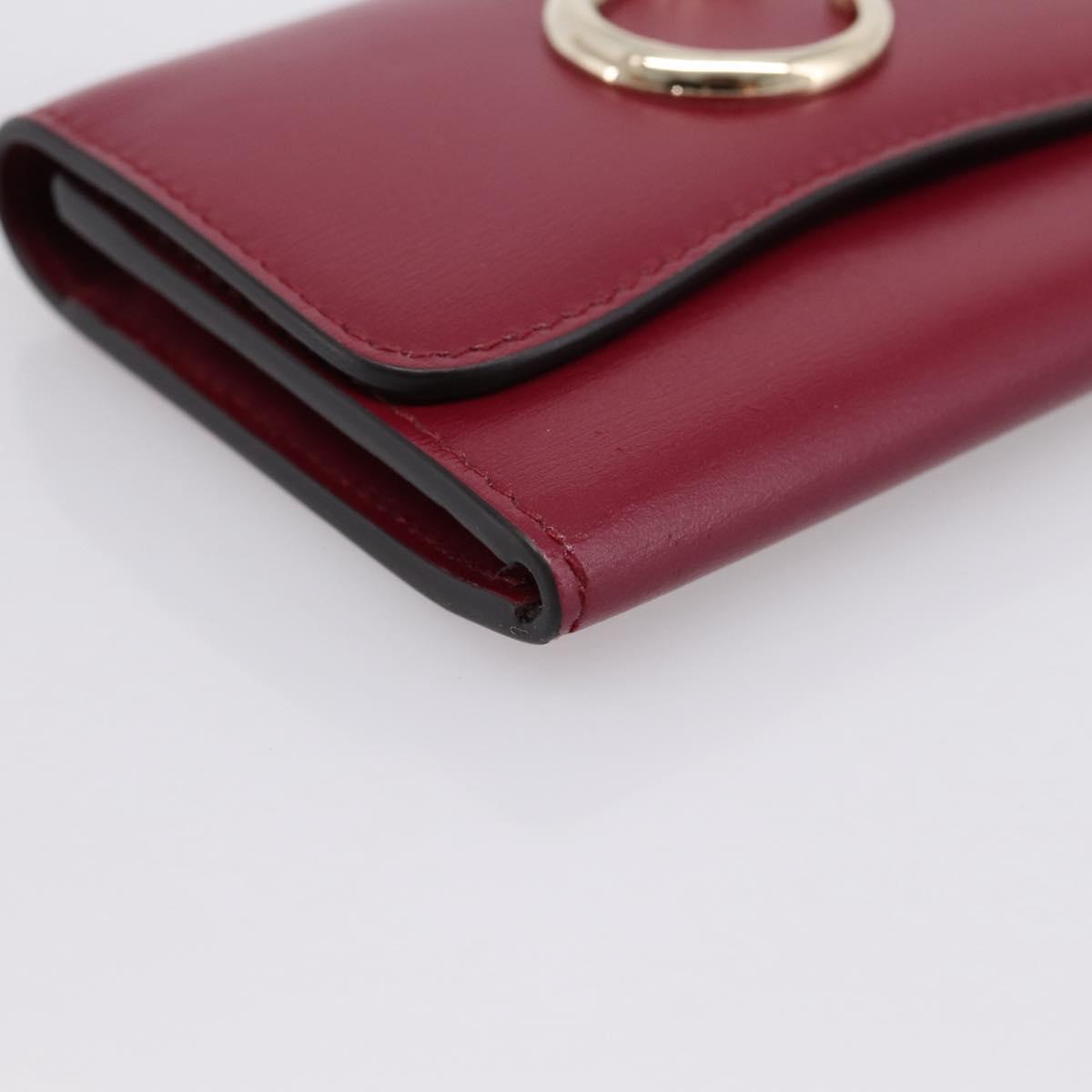 CARTIER PANTHERE Coin Purse Leather Bordeaux Gold Tone Auth 194267M