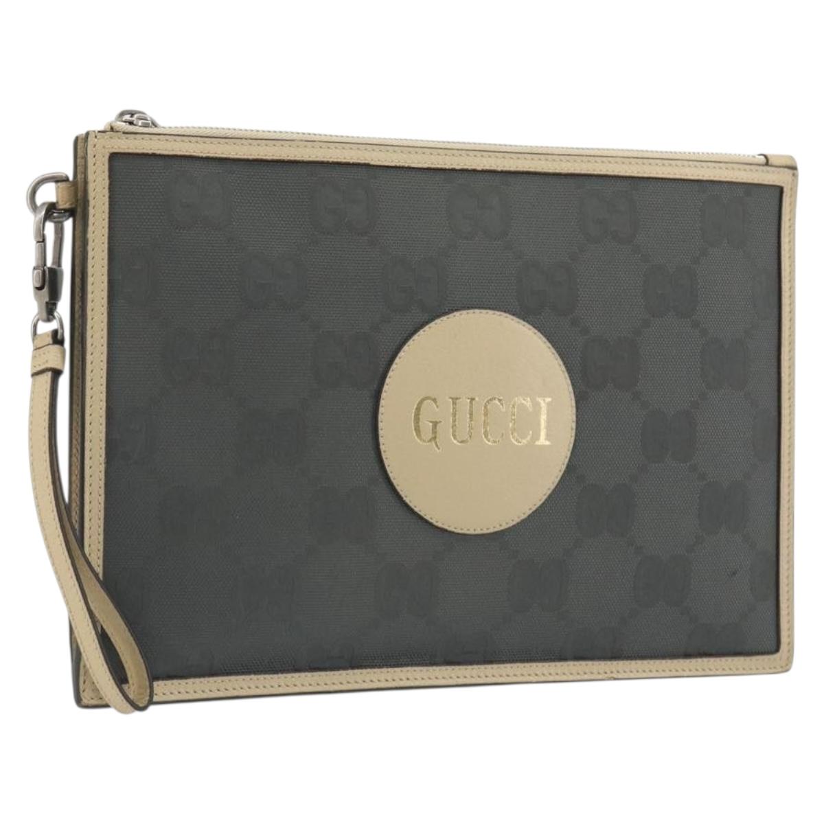 GUCCI GG Emboss Clutch Bag Canvas Gray Silver 625598 525040 Auth 194270A