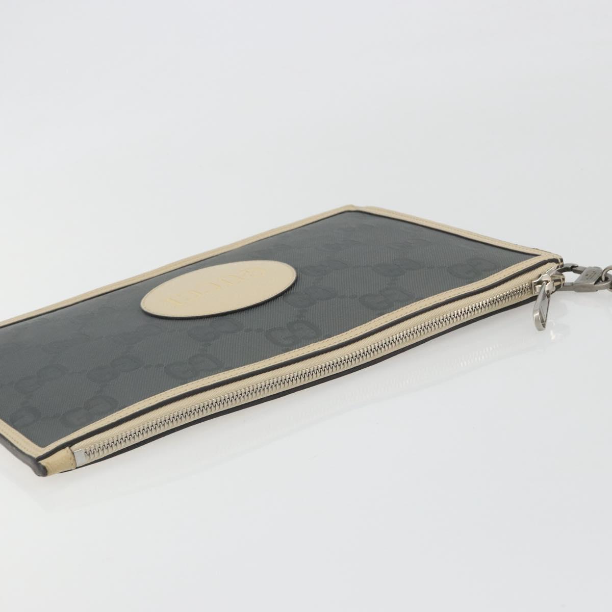 GUCCI GG Emboss Clutch Bag Canvas Gray Silver 625598 525040 Auth 194270A