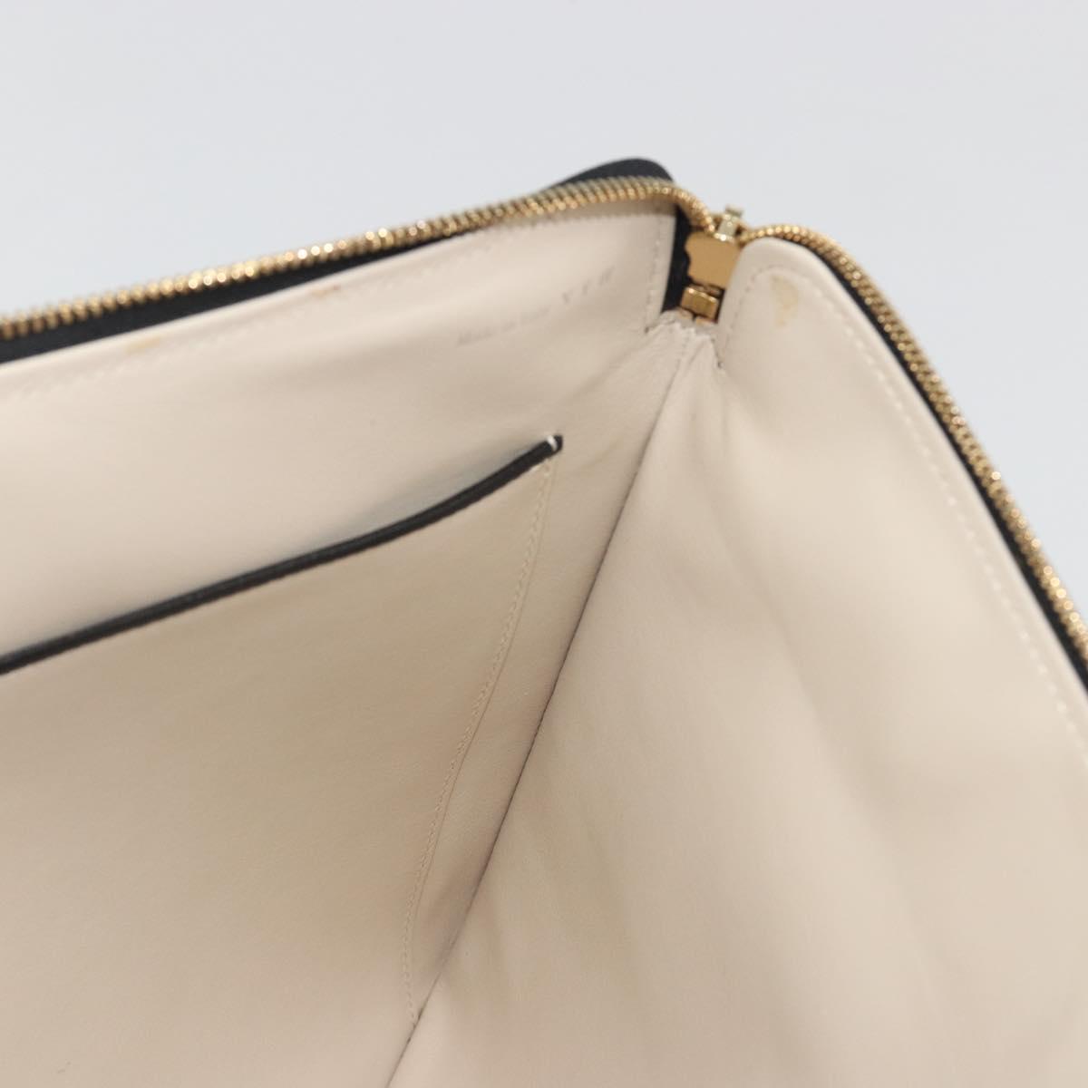 Valextra Clutch Bag Leather Black Gold Auth 194271A