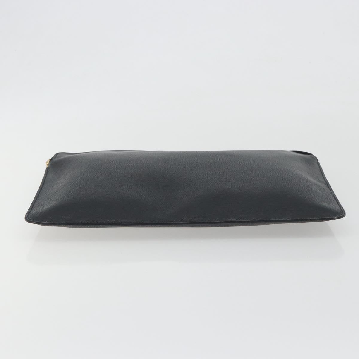 Valextra Clutch Bag Leather Black Gold Auth 194271A