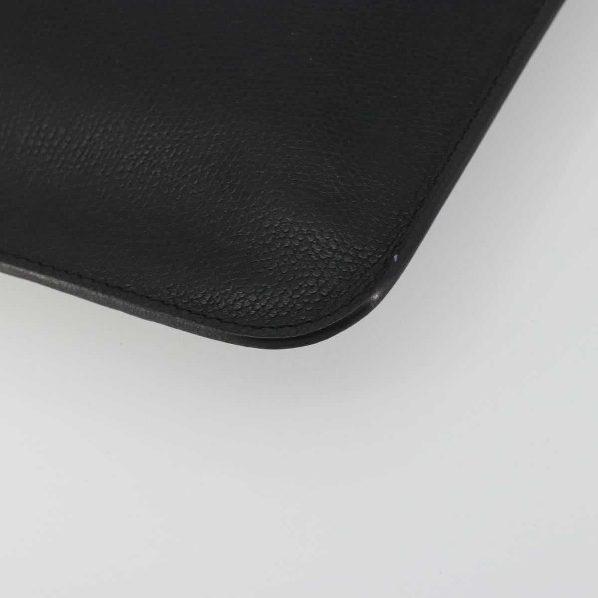 Valextra Clutch Bag Leather Black Gold Auth 194271A