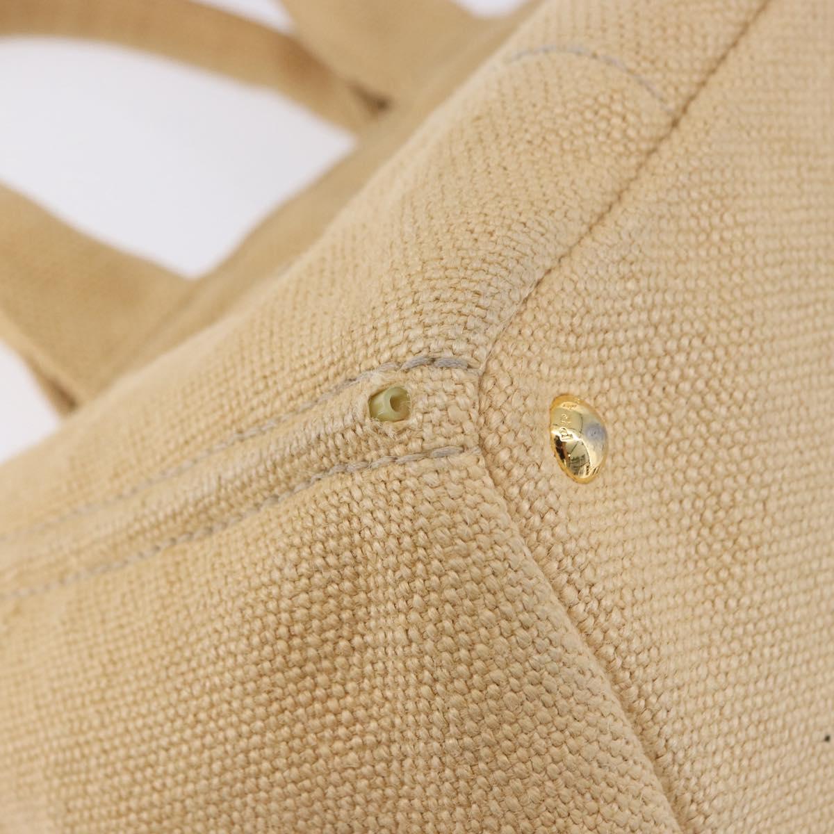 PRADA Canapa GM Tote Bag Straw Beige Gold Auth 194284