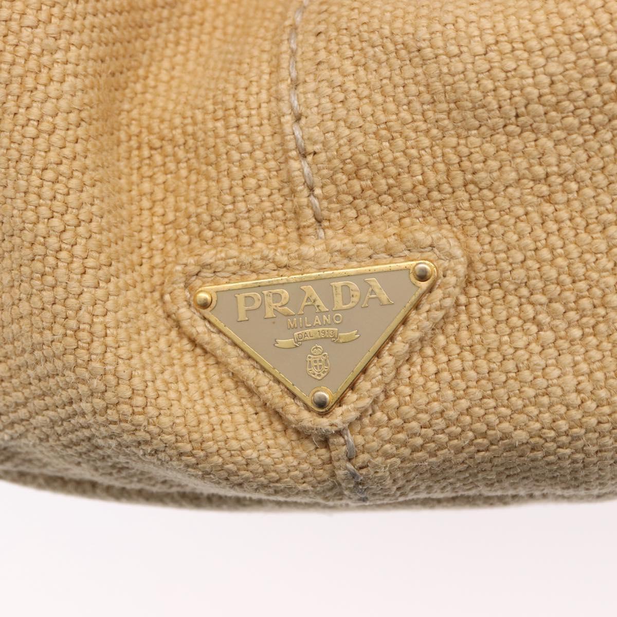 PRADA Canapa GM Tote Bag Straw Beige Gold Auth 194284