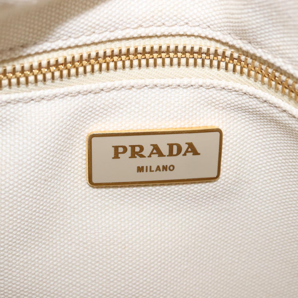 PRADA Canapa GM Tote Bag Straw Beige Gold Auth 194284