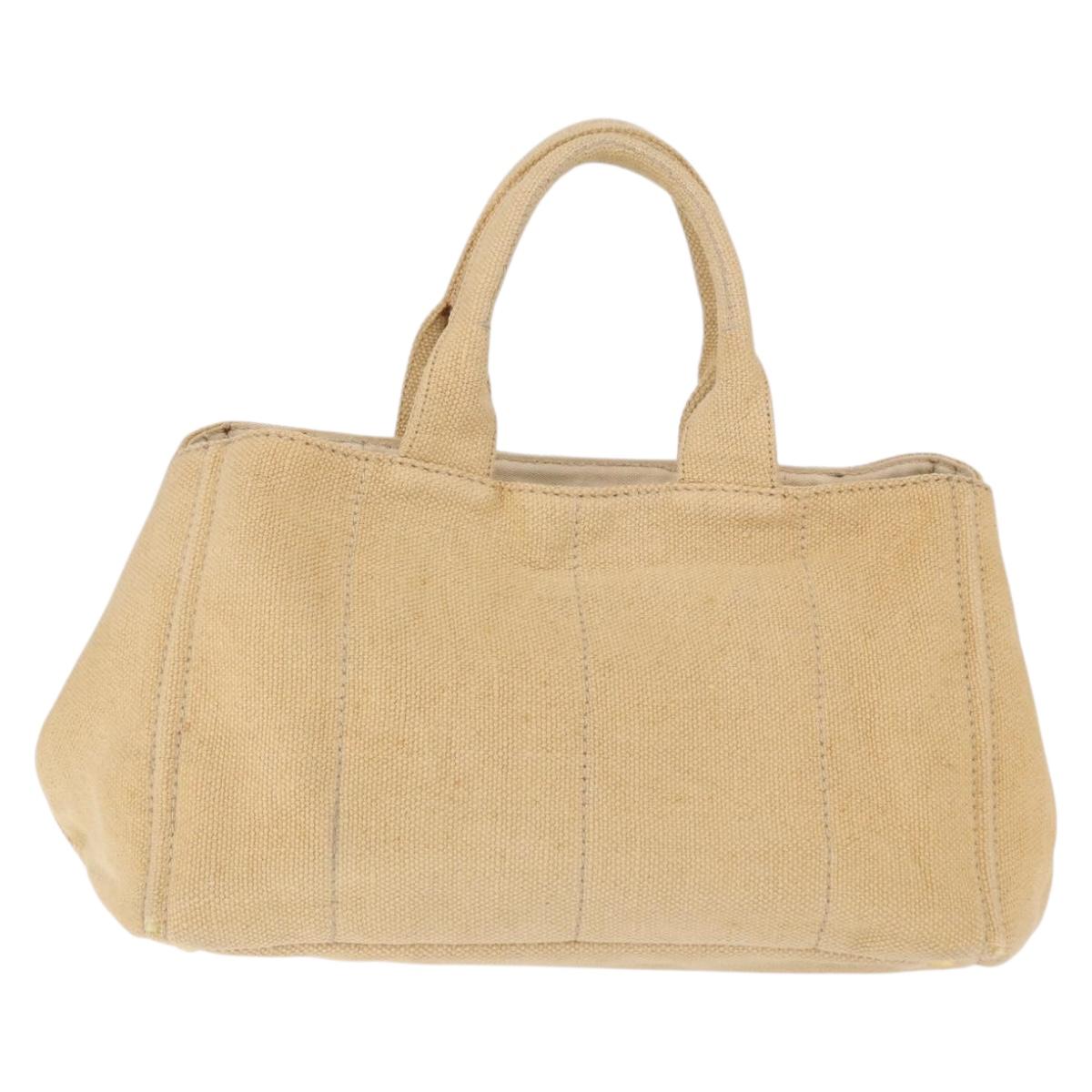PRADA Canapa GM Tote Bag Straw Beige Gold Auth 194284