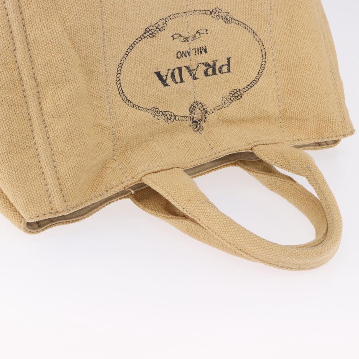 PRADA Canapa GM Tote Bag Straw Beige Gold Auth 194284