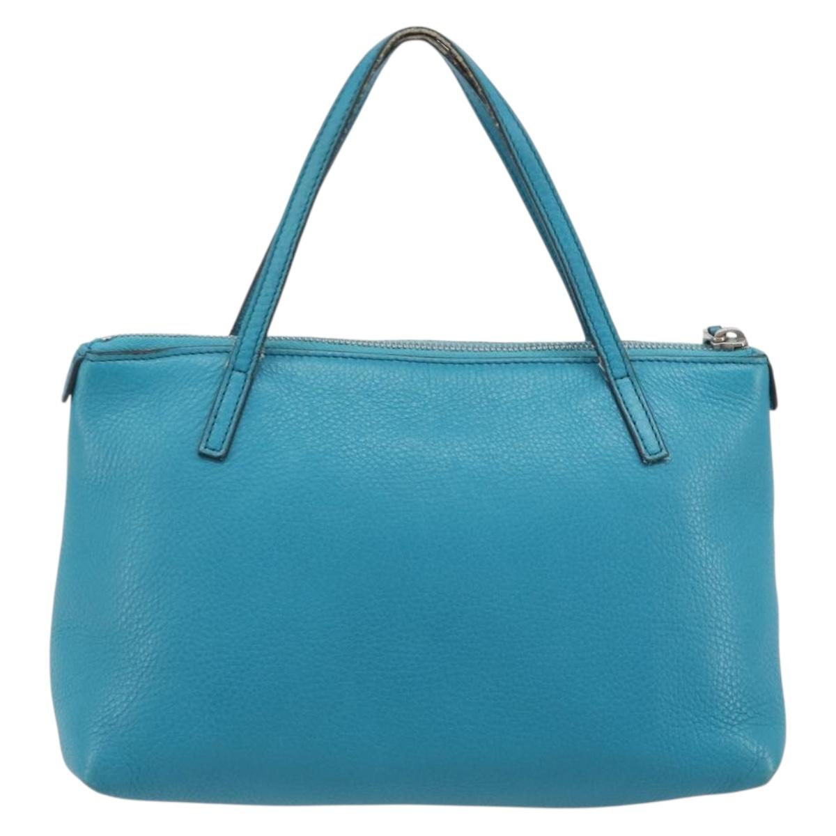 GUCCI Soho Hand Bag Leather Blue Silver 340618 Auth 194286A