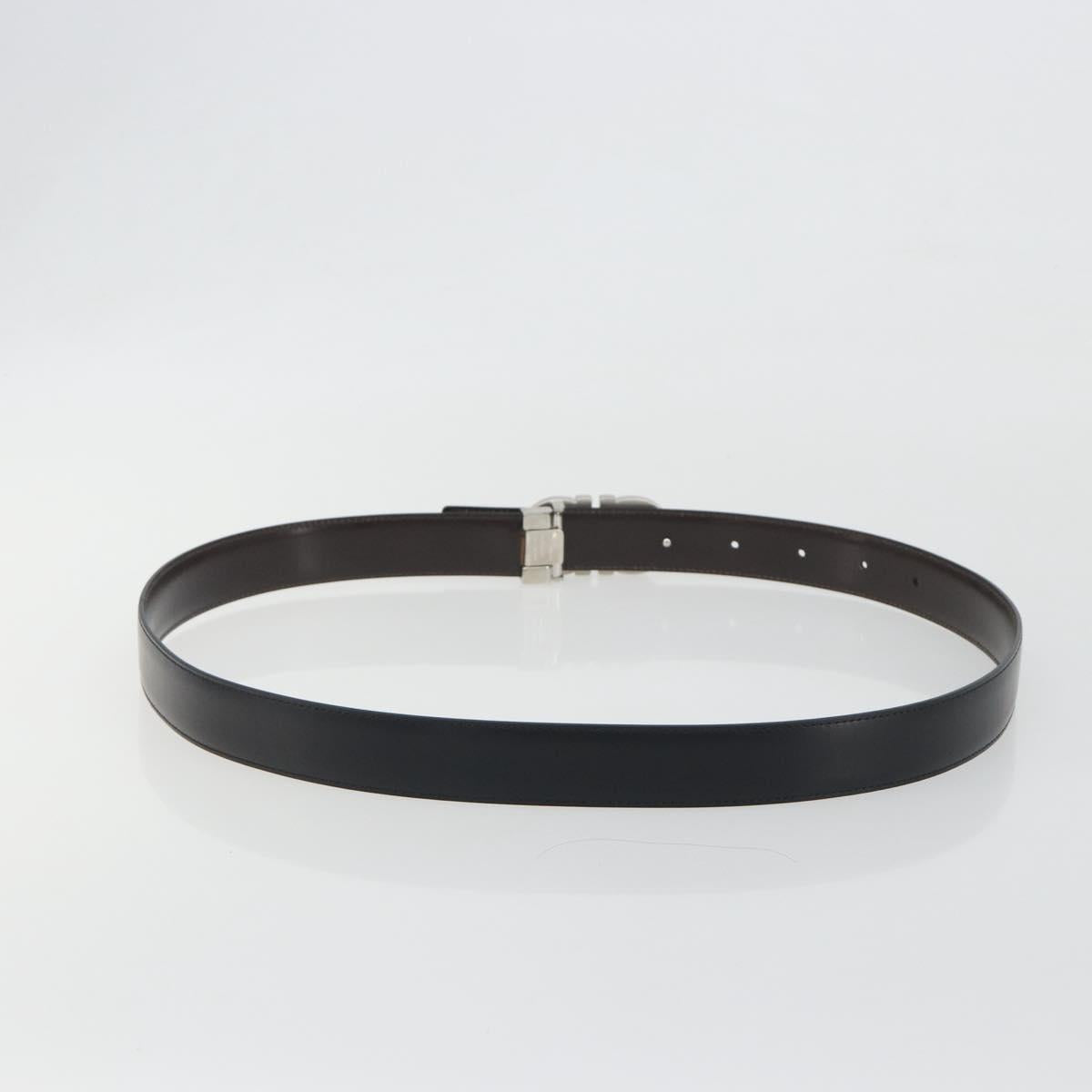 Salvatore Ferragamo Gancini Belt Leather 43.3"" Black Silver Auth 194287A