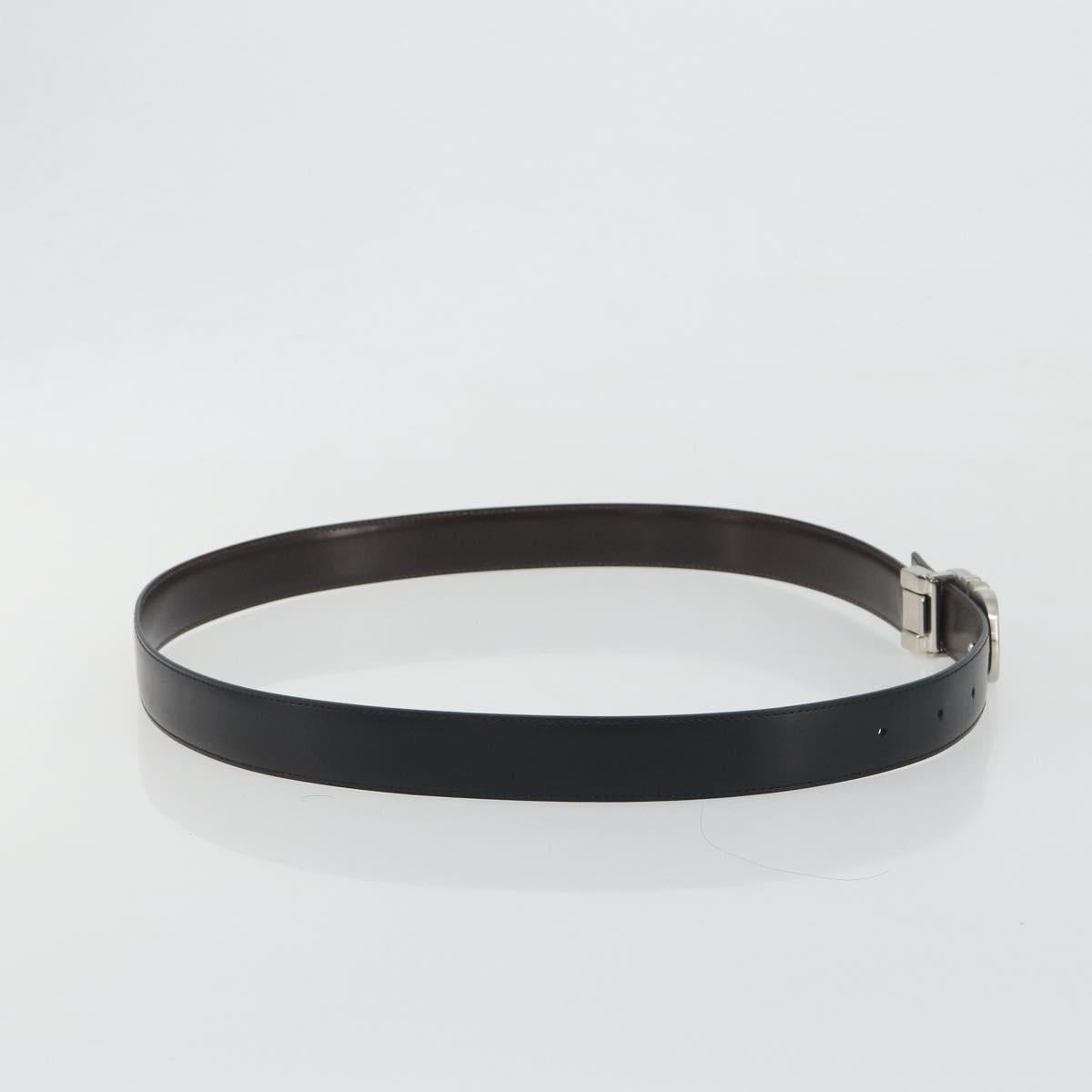 Salvatore Ferragamo Gancini Belt Leather 43.3"" Black Silver Auth 194287A