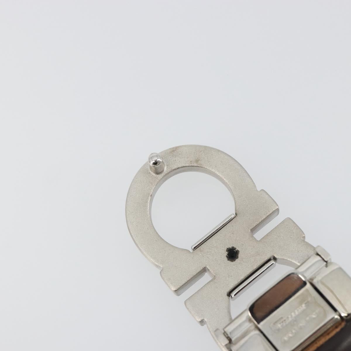Salvatore Ferragamo Gancini Belt Leather 43.3"" Black Silver Auth 194287A